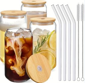 Glass Cup With Straw (Option: 4 Piece set)